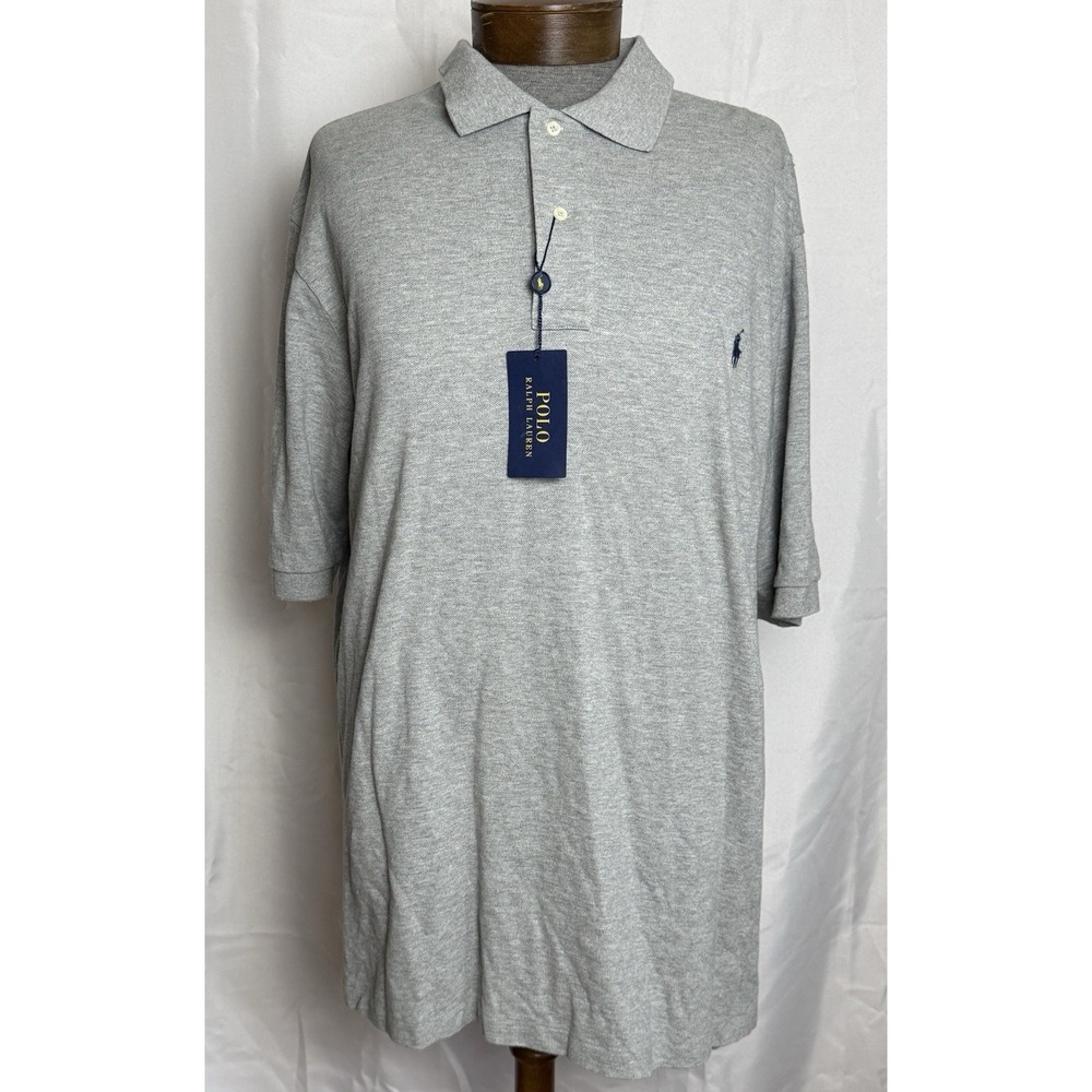 Polo Ralph Lauren Shirt Mens XLT Grey Short Sleeve Pony Classic Fit Cotton NEW